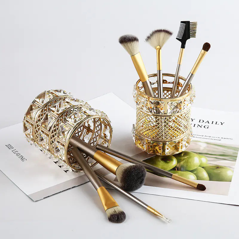Golden Elegance Brush Holder