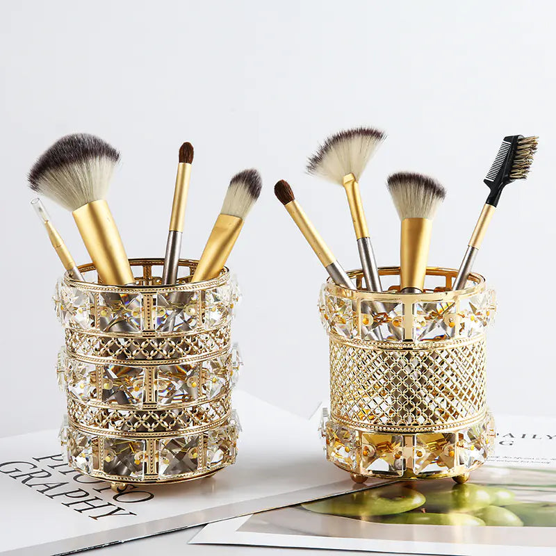 Golden Elegance Brush Holder