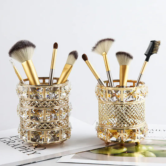 Golden Elegance Brush Holder
