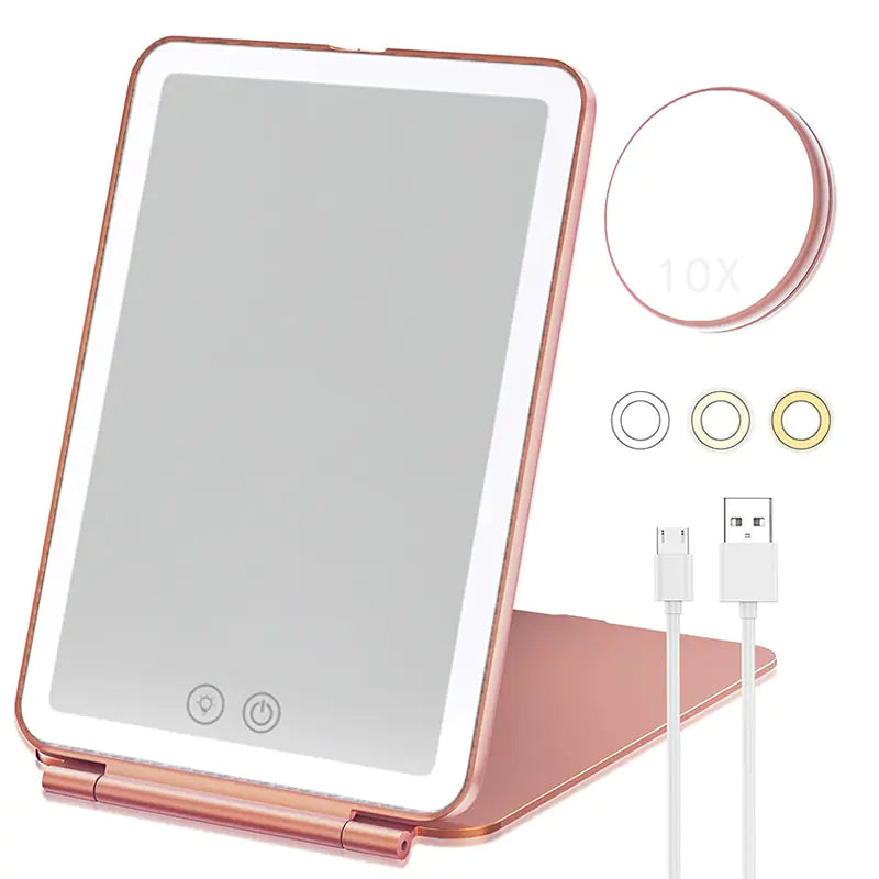 Portable Rechargeable LED Square Mirror for Cosmetics