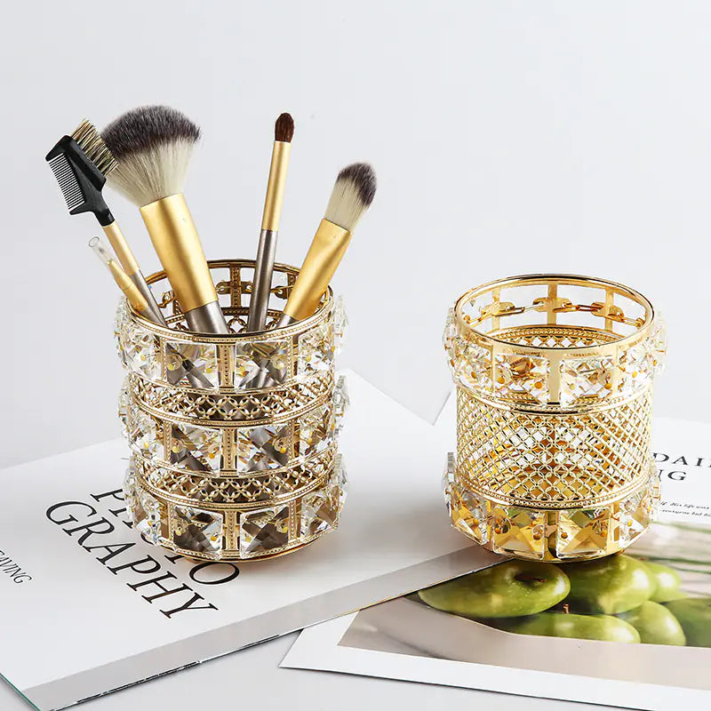 Golden Elegance Brush Holder