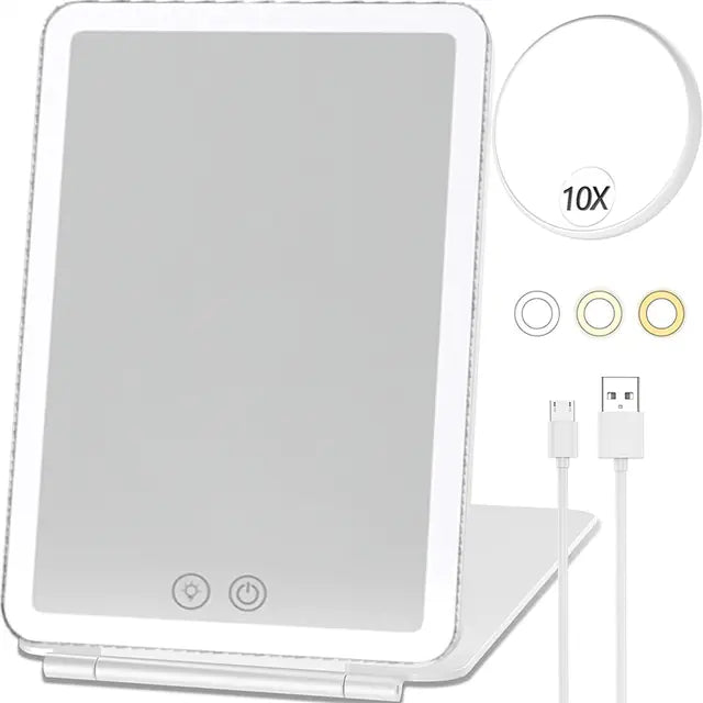 Portable Rechargeable LED Square Mirror for Cosmetics