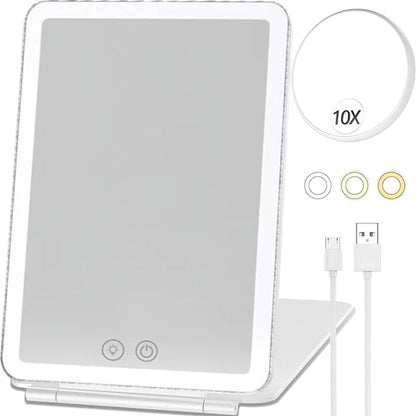 Portable Rechargeable LED Square Mirror for Cosmetics