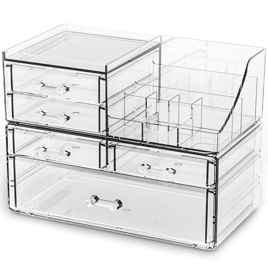 SuoXing Duo Acrylic Makeup & Jewelry Organizer Sets